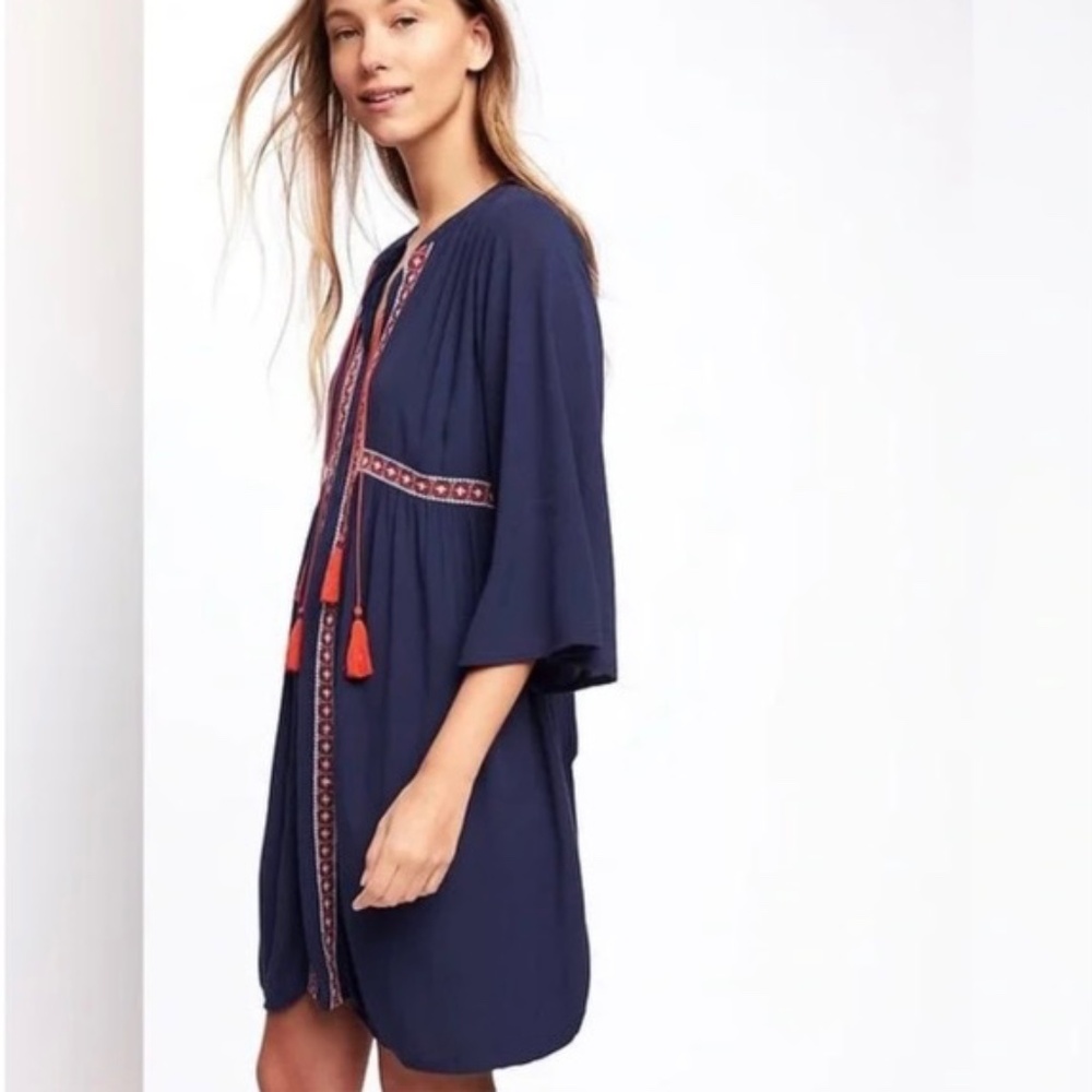 Old Navy Embroidered Tunic Dress Navy Size Medium New With Tags